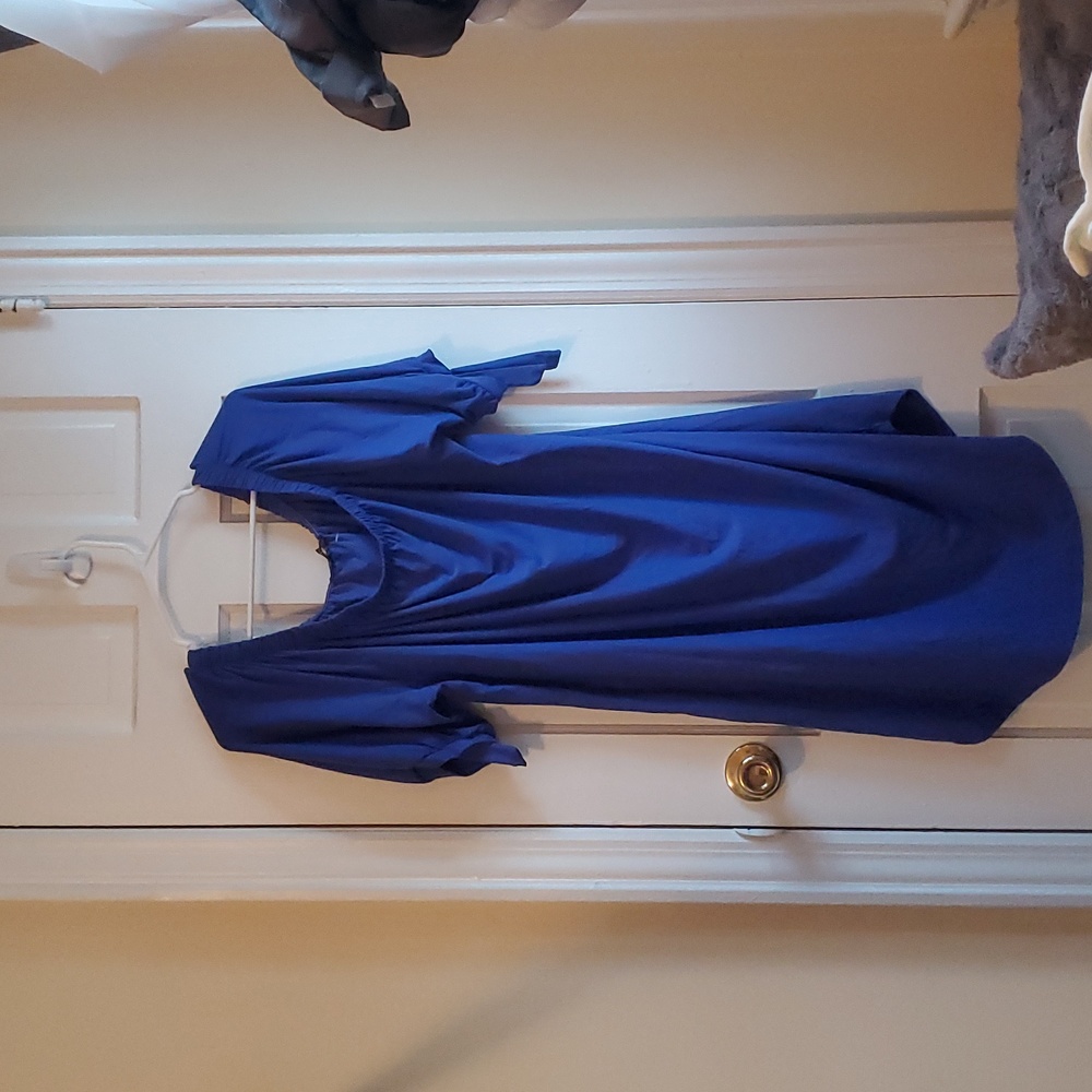COPY - Blue 3X and Mustard 2X off the shoulder dress 1 Necklace 5 bracelets